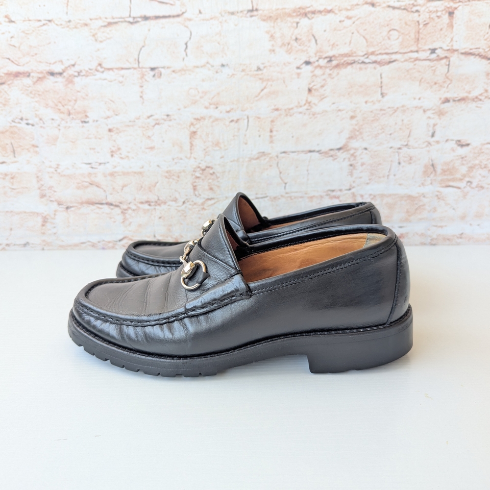 Gucci Silver and Black Horsebit Flats